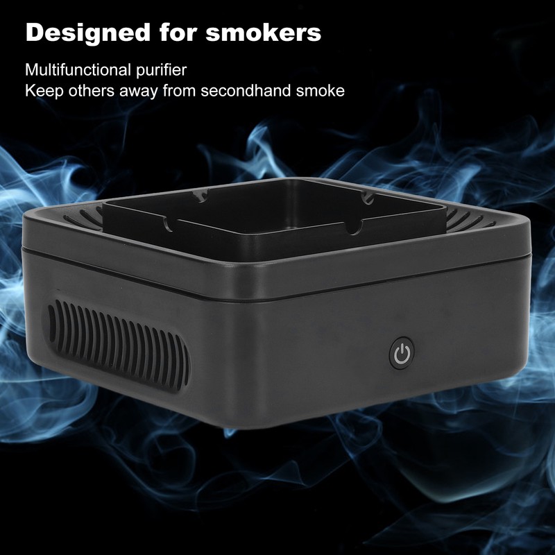 Smokeless Ashtray Gray Home Office Desktop USB Charging Large Air