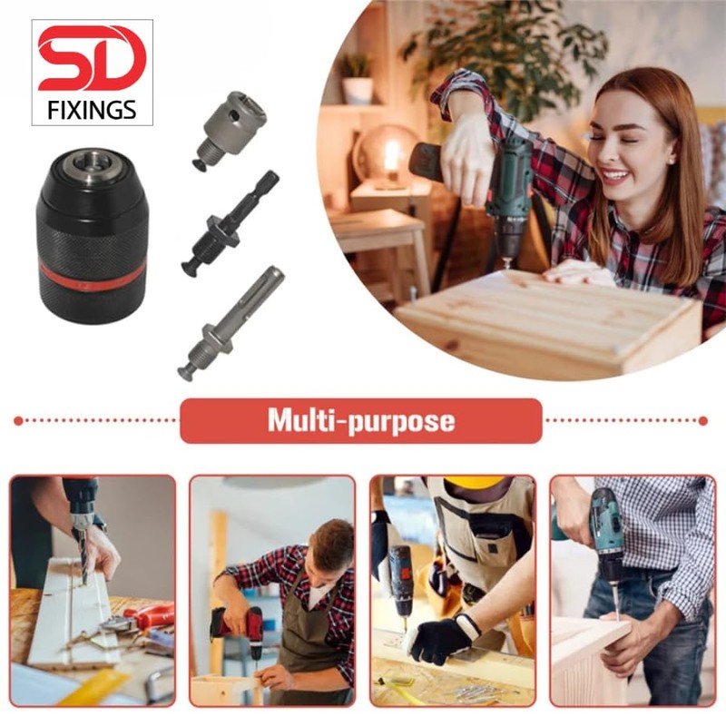 Quick Change Keyed/Keyless Drill Chuck Adapter Converter Conversion Kit -