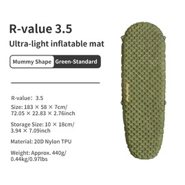 Naturehike Ultralight Inflatable Camping Mat 5.8R/3.5R, Durable, Portable Sleeping Pad, Single Sleeping Air Matress for Trekking, Hiking, Mountaineering, Backpacking, Traveling, Outdoor…