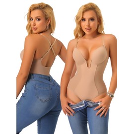 Joyshaper Shapewear Women's Tummy Control Bodysuit Shaping Versatile Women Breathable Materials Body Strong Shaping Adjustable Shoulder Strap, beige