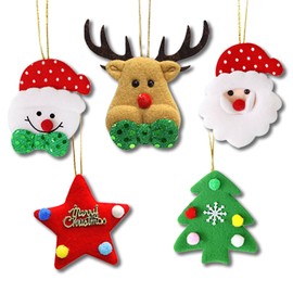 5PCS Christmas Tree Decorations,Plush Santa Claus/Christmas Tree/Snowman/Elk Hanging Ornaments,Christmas Decor for Indoor Home Party Holiday