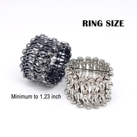 H2SON Folding Retractable Ring Bracelet 2 in 1 Jewelry Accessories that Turns into Bracelet Flexible Link Bracelet Ring Fashion Transformable Finger Ring Tennis Stretch bracelets Jewelry Gifts (Black&Silver)
