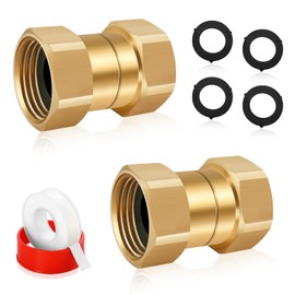 Garden Hose Swivel Connector, 3/4GHT Garden Hose Female to Female Adapter, 360 Degree Swivel Fitting for Outdoor
