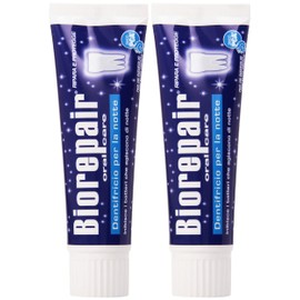 Biorepair: "Dentifricio per la Notte" (Intensive Night Repair) Toothpaste with microRepair * 2.5 Fluid Ounce (75ml) Tube (Pack of 2) * [ Italian Import ]