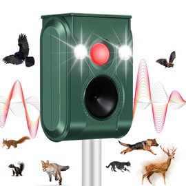 Cat Repellent Outdoor, Solar Ultrasonic Animal Repeller with Motion Sensor Waterproof Deer Repellent Devices Skunk Raccoon Squirrel Dog Cat Deterrent Outdoor for Garden Yard