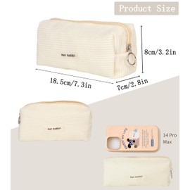 GMYIAK Corduroy Pencil Bag Girls Large Pencil Case with Zip for Boys Girls Adults Study Must Haves School School Supplies Aesthetic Pencil Teenager, White, simplicity