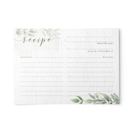 Farmhouse Greenery Recipe Cards from Dashleigh, 48 Cards, 4x6 inches, Sage Green and White, Water-Resistant and Double-Sided (Farmhouse Recipe Cards)