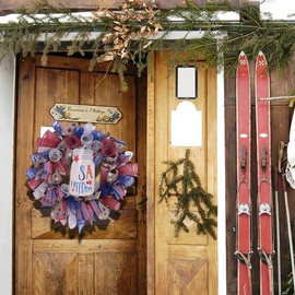 JStnana 4 Rolls Deco Mesh Ribbon for 4th of July Wreath Making Supplies, 10Inch x 30Ft Metallic Burlap Mesh Red White Blue Deco Mesh Rolls for Independence Day Patriotic DIY Crafts Wreaths Decor