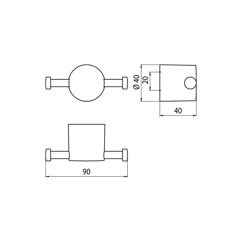 Emco Rondo 2 457500102 Double Hook Chrome