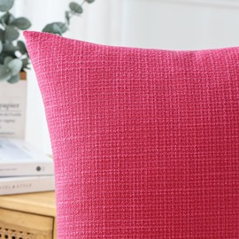 JOTOM Set of 2 Cushion Covers 60x60 cm Linen Hot Pink Decorative Throw Pillow Covers 24x24 Inch Square Cushion Case Home Decor Pillowcases for Couch Sofa Living Room Bed (Deep Hot Pink)