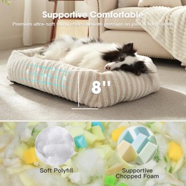 MIXJOY Dog Bed Large Size, Washable Large Dog Beds with Removable Cover, Rectangle Pet Beds for Big Dogs, Soft Warming Calming Pet Bed with Non-Slip Bottom, 36"x27"x8", White