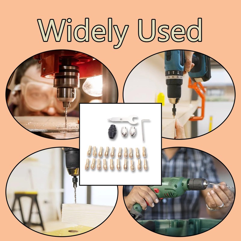 Drill Chuck Collet Set, 25 Pcs Collet, Keyless Drill Chuck