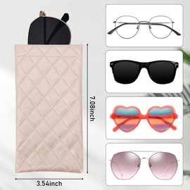 2 Pack Camel Eye Glasses Case Soft Squeeze Top Leather Sunglasses Case for Women Men Kids Travel Bulk Reading Eyeglasses Cases Pouch Holder Sleeve Bags Purse Cover Protective Storage Slim Organizer