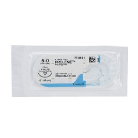 Ethicon PROLENE Polypropylene Suture, 8661G, Synthetic Non-absorbable, FS-2 (19 mm), 3/8 Circle Needle, Size 5-0, 18'' (45 cm)