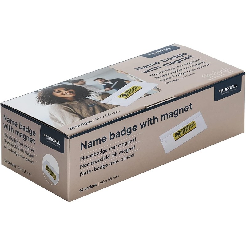 EUROPEL Magnetic Name Badge Holders with Magnet & Blank Card