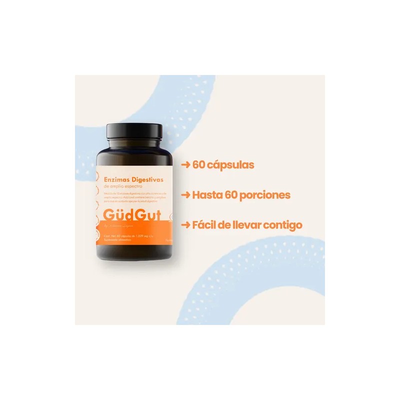 Gudgut Enzimas Digestivas De Amplio Espectro 60 Capsulas