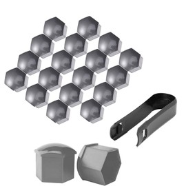 FEZTGVOFA 20 PCS 17mm Wheel Nut Covers, Wheel Bolt Nut Caps Covers, Hexagonal Tire Nuts Cover, Durable Wheels Centre Cap, With Removal Tool, for Most Car Wheels, Car Cover Protective Caps (Gray)