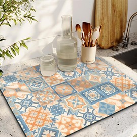 Coffee Bar Mat Rubber Dish Drying Mat For Kitchen Counter Coffee Mat for Home Bar Gift Kitchen Mat Coffee Bar Accessories Decorative Coffee Shop Chocolate Dish Drying Pad 18" X 24"