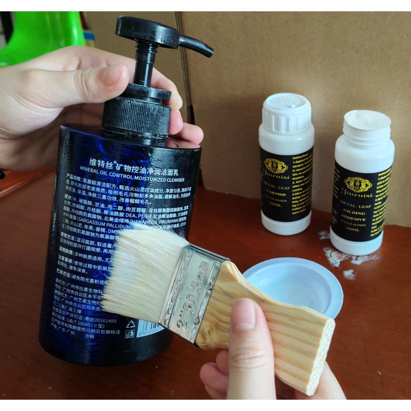 JINRUISI Metal Leaf Gilding Adhesive Glue Size Water Based 100ml,Gold