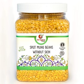 NY SPICE SHOP Split Mung Beans – 1.5 Pound Yellow Mung lentil – Split Mung Dal (without Skin) – Moong Dal Beans – Protein & Fiber Rich lentils - Best for Cooking & kitchari – Natural