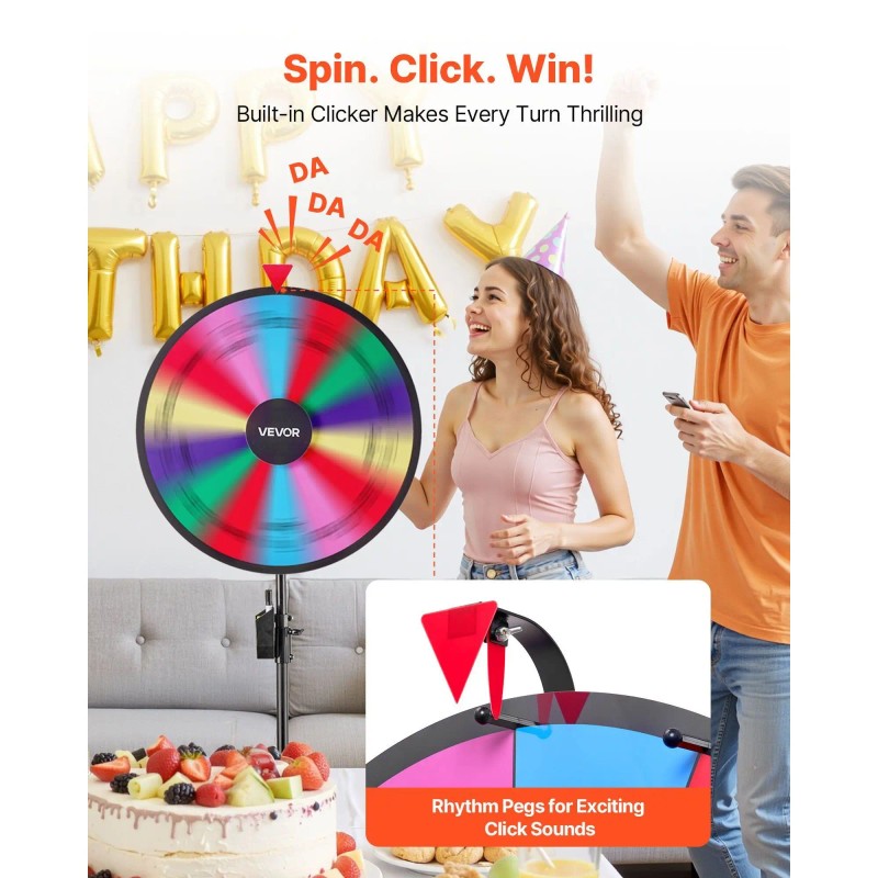 24-Inch Adjustable Height Win Fortune Roulette 14 Slots Spinning Prize
