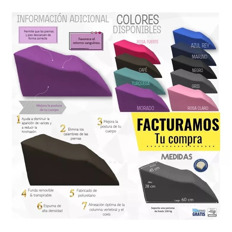 Cojin Descansa Piernas, Disminuye Varices Y Pies Hinchados