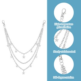 Pluvyze 4 Stück Pants Chain,Hosenkette mit Karabiner,Schlüsselkette für Biker & Trucker,Geeignet für Jeans & Hose,Hip Hop Stilvolle Accessoires