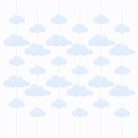 SaktopDeco 6 Pack Cloud Garland White Cloud Felt Banner Hanging Cloud Wall Ceiling Decor Cloud Baby Shower Sky Theme Party Decorations