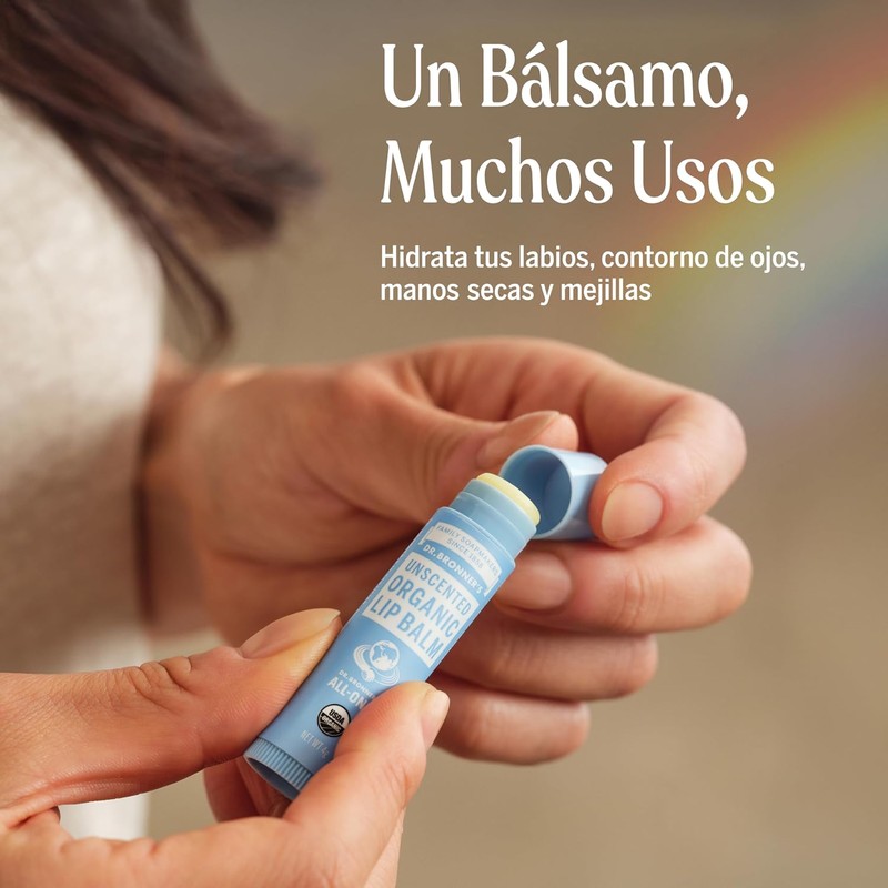 Dr. Bronner's Bálsamo labial orgánico nutritivo y protector, fórmula natural