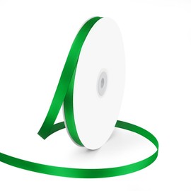 3/8" Wide x 100 Yards Single Face Polyester Satin Ribbon, Satin Ribbon for Crafts, Gift, Hair Bows, Wedding Party Decoration, Bow Making & Other Projects (Green)