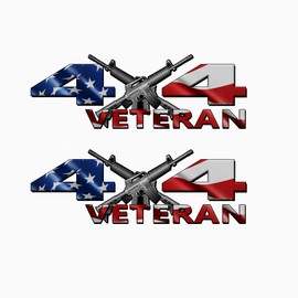 4x4 Truck Decals American Flag Veteran AR-15 Truck Accessories 10" Wide (Set of 2) Truck Stickers Y