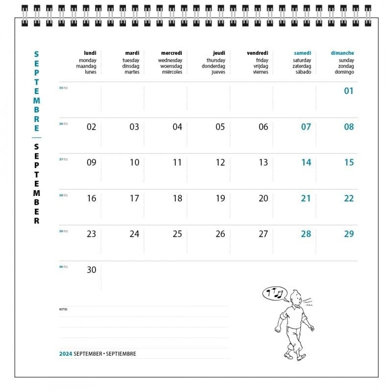 Wall Calendar Tintin 2024