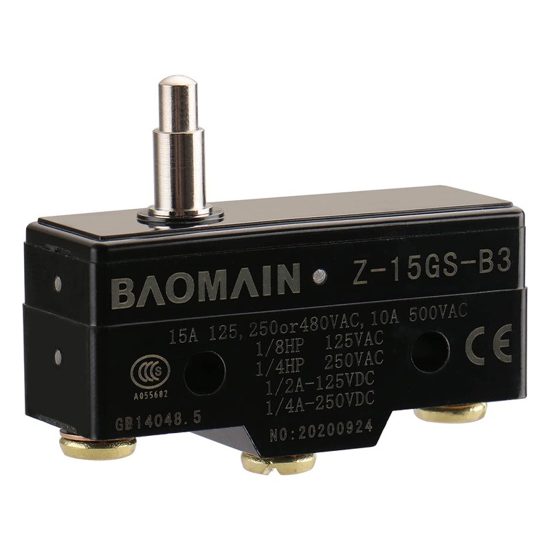Baomain 2PCS Z-15GS-B3 General Purpose Basic Switch, Slim Spring Plunger,