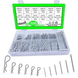 Cotter pins Assortment kit,Hincell 300pcs Zinc Plated Steel Cotter Pin Hair Pin Hitch Pin Clips Fastener Fitting Assortment Kit, Multiple Sizes Hair Pins R Clips Fastener Set for Home or Car