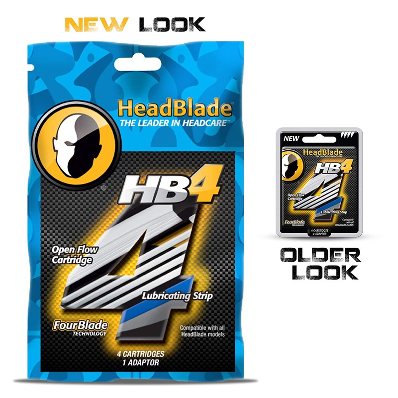 HeadBlade Men's HB4 Refill Shaving Razor Blades (4 Blades)