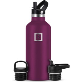 IRON °FLASK Camping & Hiking Hydration Flask with Straw, BPA-Free Insulated Stainless Steel Sports Water Bottle - 32 oz Burgundy