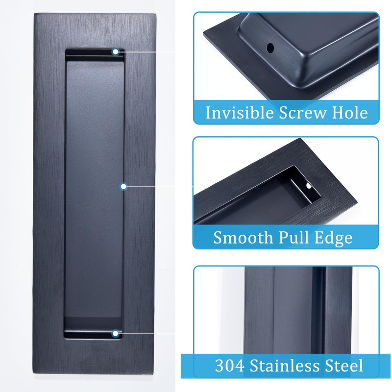 Dontay Pocket Door Pull Handle,304 Stainless Steel,Rectangle Recessed Flush Finger