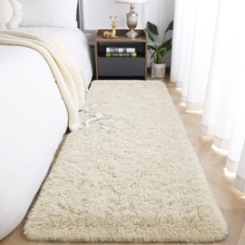 Oxford Homeware Rugs Living Room– Fluffy Cream Area Rugs for Bedroom, Hallway Runner Rug 60 x 220 cm Anti Slip – Modern Super Soft Rug Washable Floor Carpets