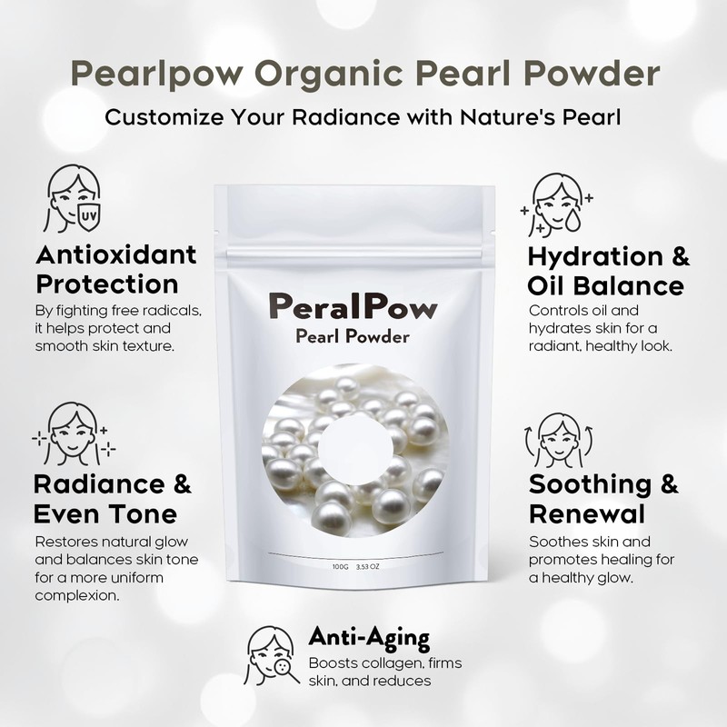 Peralpow Pearl Powder Organic, 100g 100% Natural DIY Skincare, Anti-Aging,