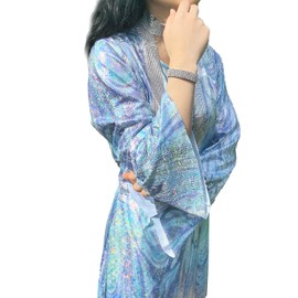 Huralona 70s Women Disco Costume Set Sequin Scarf Dress and Accessories Disco Party Sunglasses Earring for Dance Party (Silver Accessories, L)