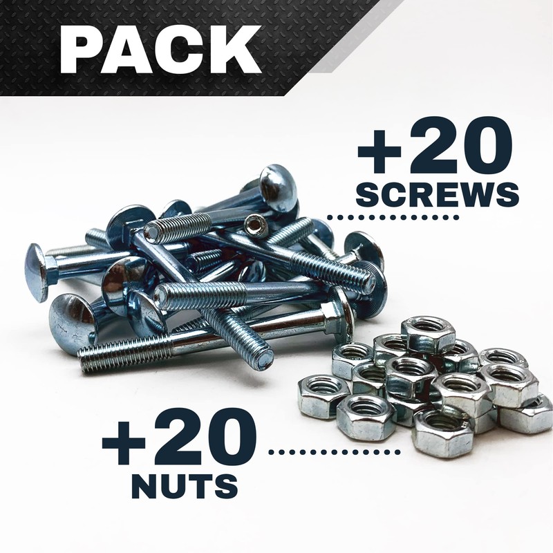 DOJA Industrial Carriage Bolts and Nuts Set, 8 x 80