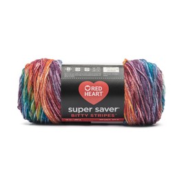 Red Heart Super Saver Bitty Stripe Crayon Box Yarn - 2 Pack of 10oz/283g - 100% Acrylic - #4 Worsted (Medium) - 515 Yards - Knitting/Crochet