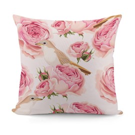 Pink Roses Luxury Velvet Pillow Cover 18x18 Inch Decorative Cushion Cases with Unique Bright Prints - Soft Comfortable & Hypoallergenic - Perfect for Sofa Bed and Home Decor