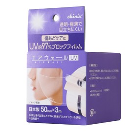 skinix Air Wall UV 2.0 inches (50 mm) x 9.8 ft (3 m), Clear, 97% UV Block, Waterproof Film, Stain Removal, Mole Removal Care, Adhesive UV Care Tape, Bandage, 1 Roll MA-E3050-U