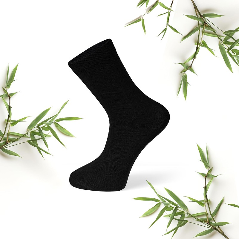 Basic Treasure 5 Pairs of Men's Bamboo Socks, Black, Premium