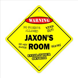 Jaxon's Room Sign Crossing Zone Xing | Indoor/Outdoor | 14" Tall Kids Bedroom Decor Door Children's Name boy Girl