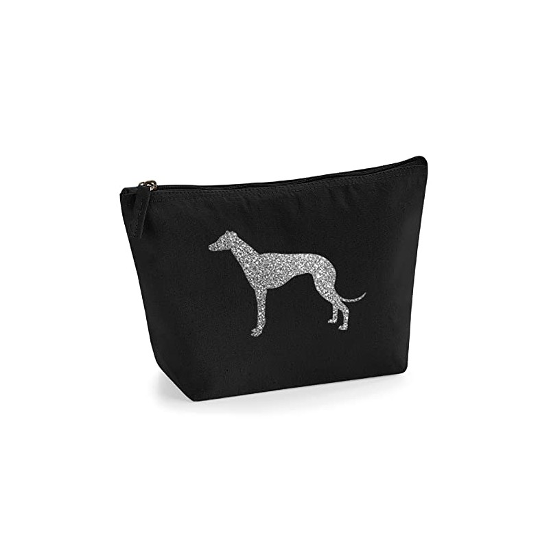 Greyhound Make Up Bag, Black Canvas Cosmetic Bag, Greyhound Gift,