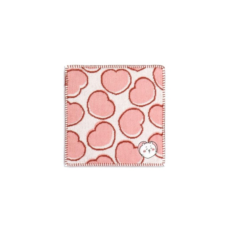 Chiikawa Heart Towel Handkerchief, Pink, Pile 41-1170080, Approx. 9.8 x