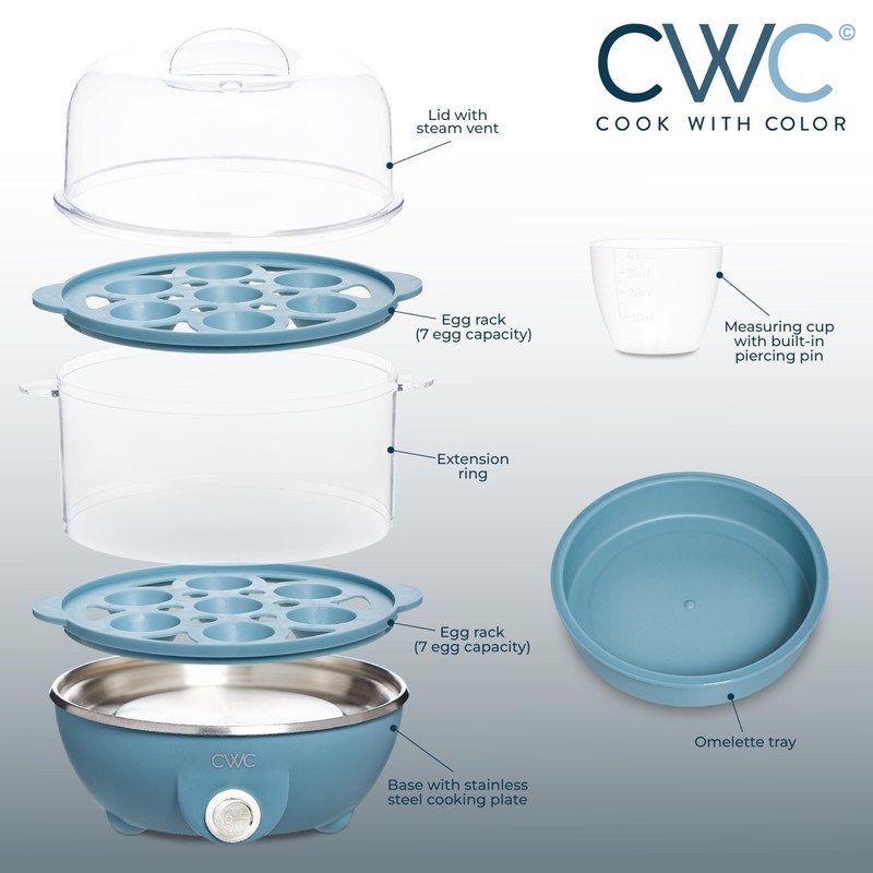COOK WITH COLOR 350W Electric Double Layer Egg Cooker -
