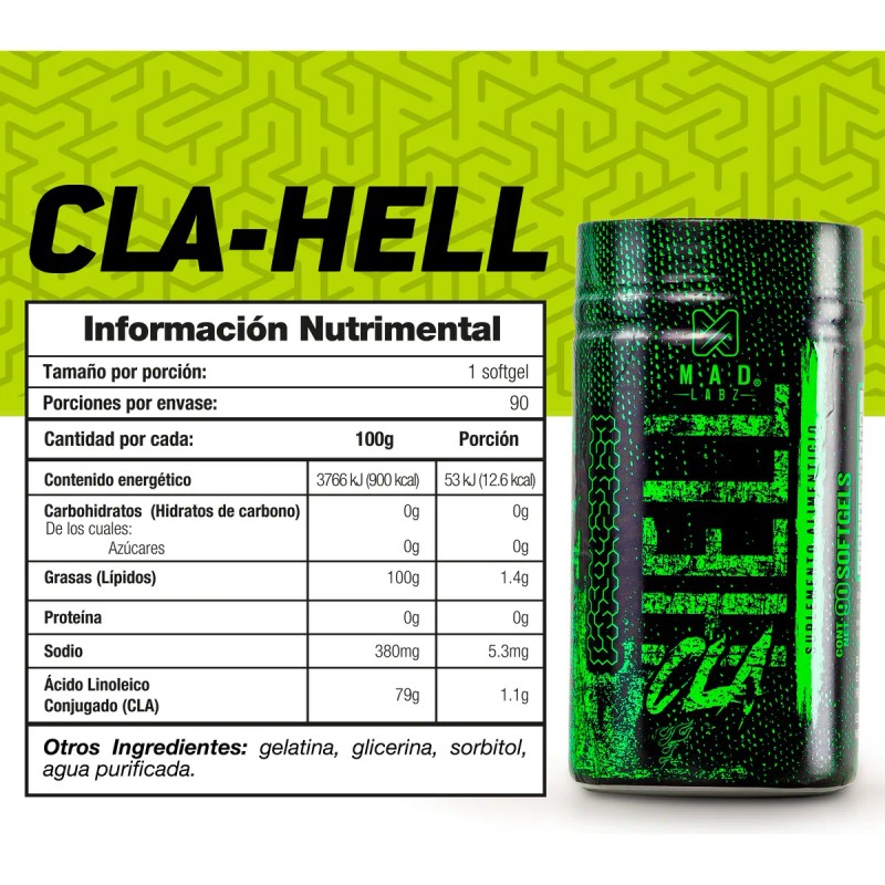 Cla cido Linoleico Conjugado Hell Mad Labz 90 Cpsulas Blandas